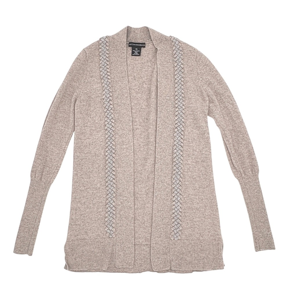Sofiacashmere Women's XS 100% Cashmere Beige Open Front Cardigan Sweater